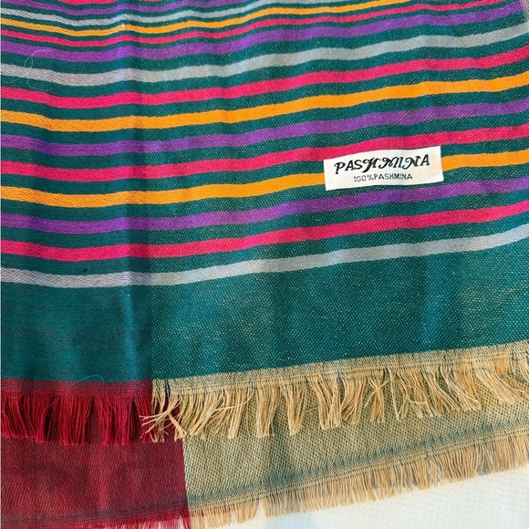 Pashmina Multicolor Striped Shawl Wrap Scarf - Picture 3 of 7